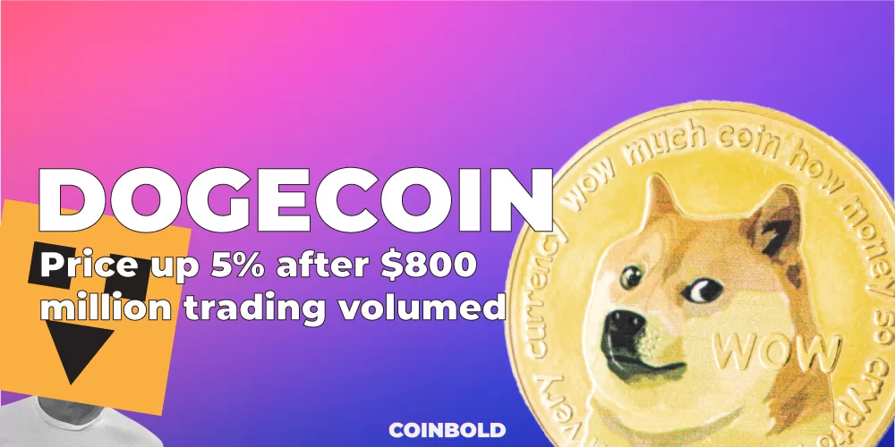 Dogecoin price up 5% after $800 million trading volume